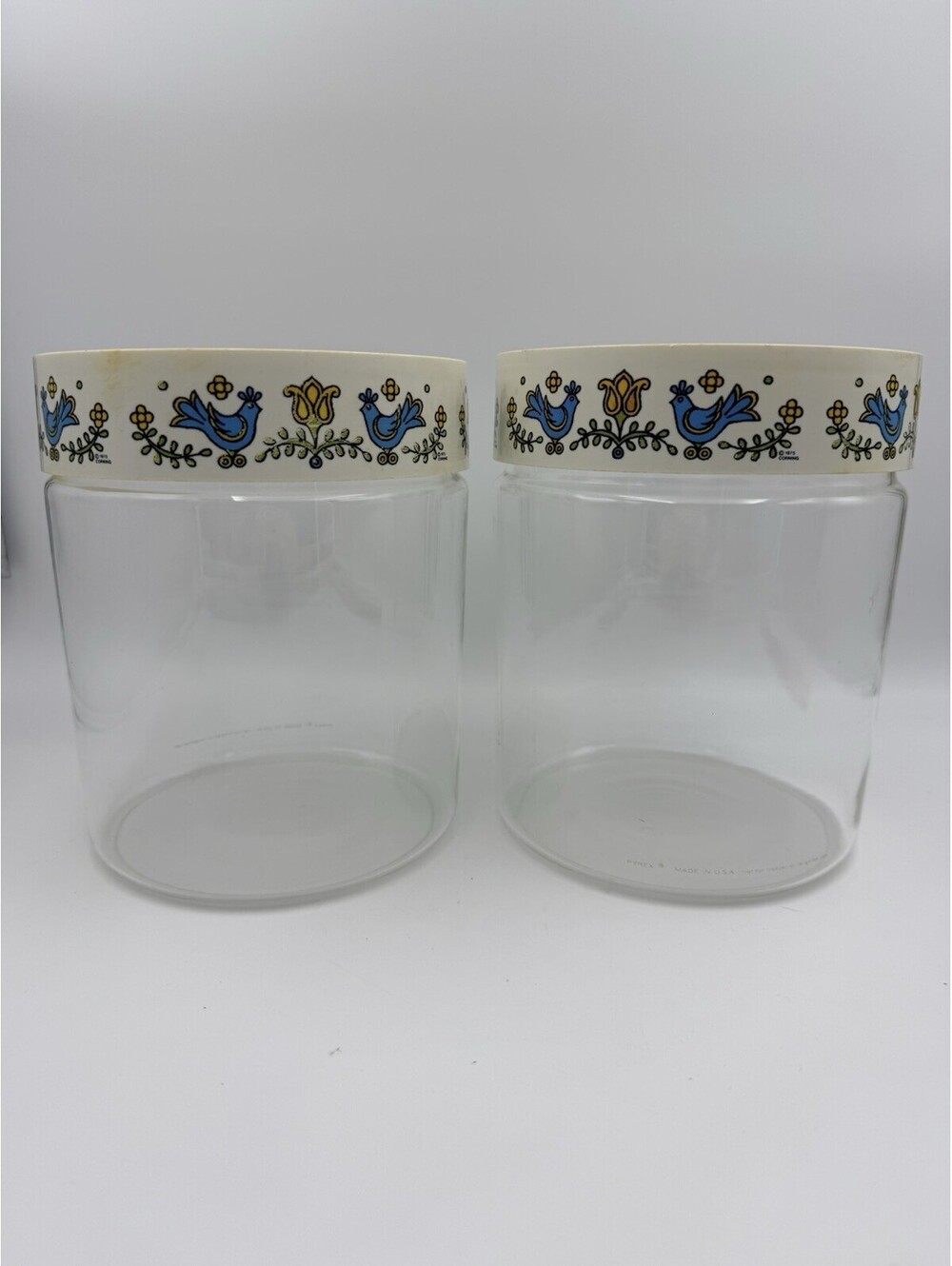 Vintage 1975 Corning Pyrex Glass Friendship Festival Canister Container Lot Of 2